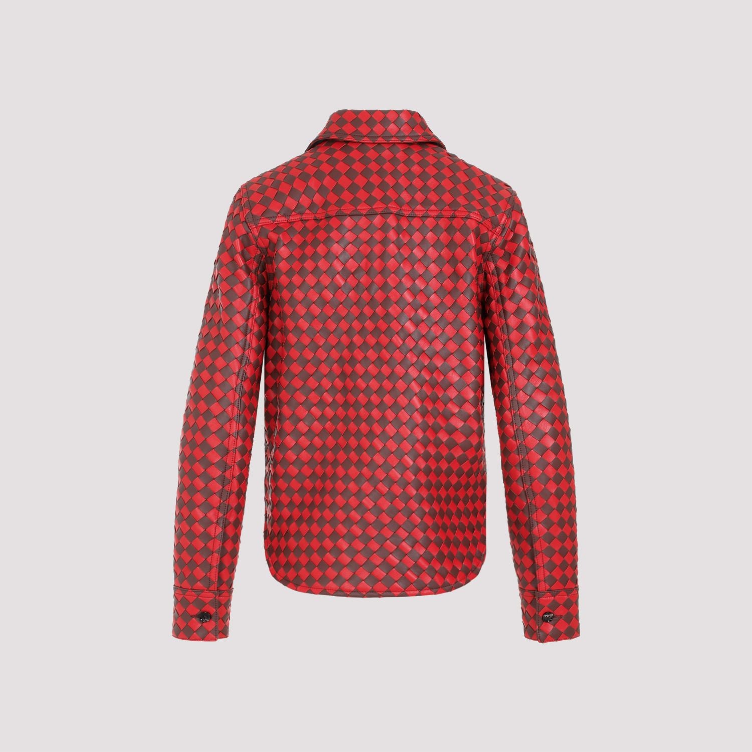 BOTTEGA VENETA Bicolor Intrecciato Leather Shirt - Women’s Size M