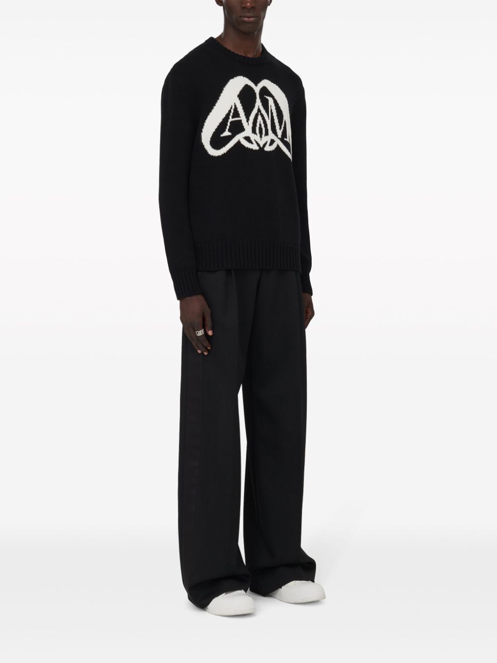 ALEXANDER MCQUEEN Sleek Logo-Intarsia Cotton Sweatshirt