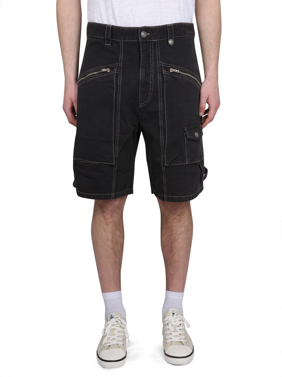 ISABEL MARANT Men's Denim Bermuda Shorts with Button Closure