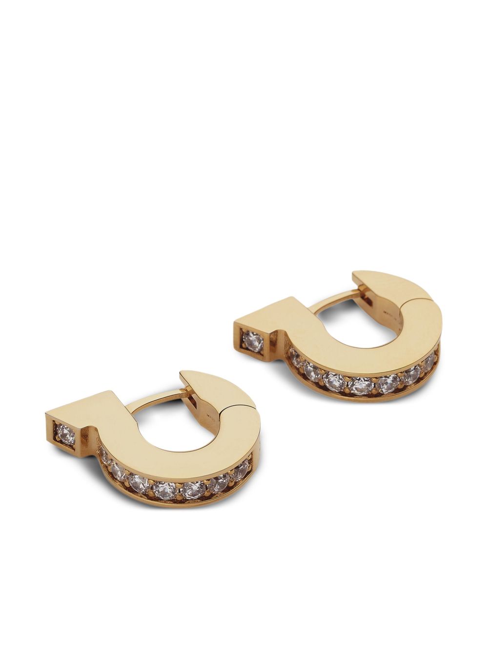 Ferragamo Mini Gold Crystal Hoop Earrings