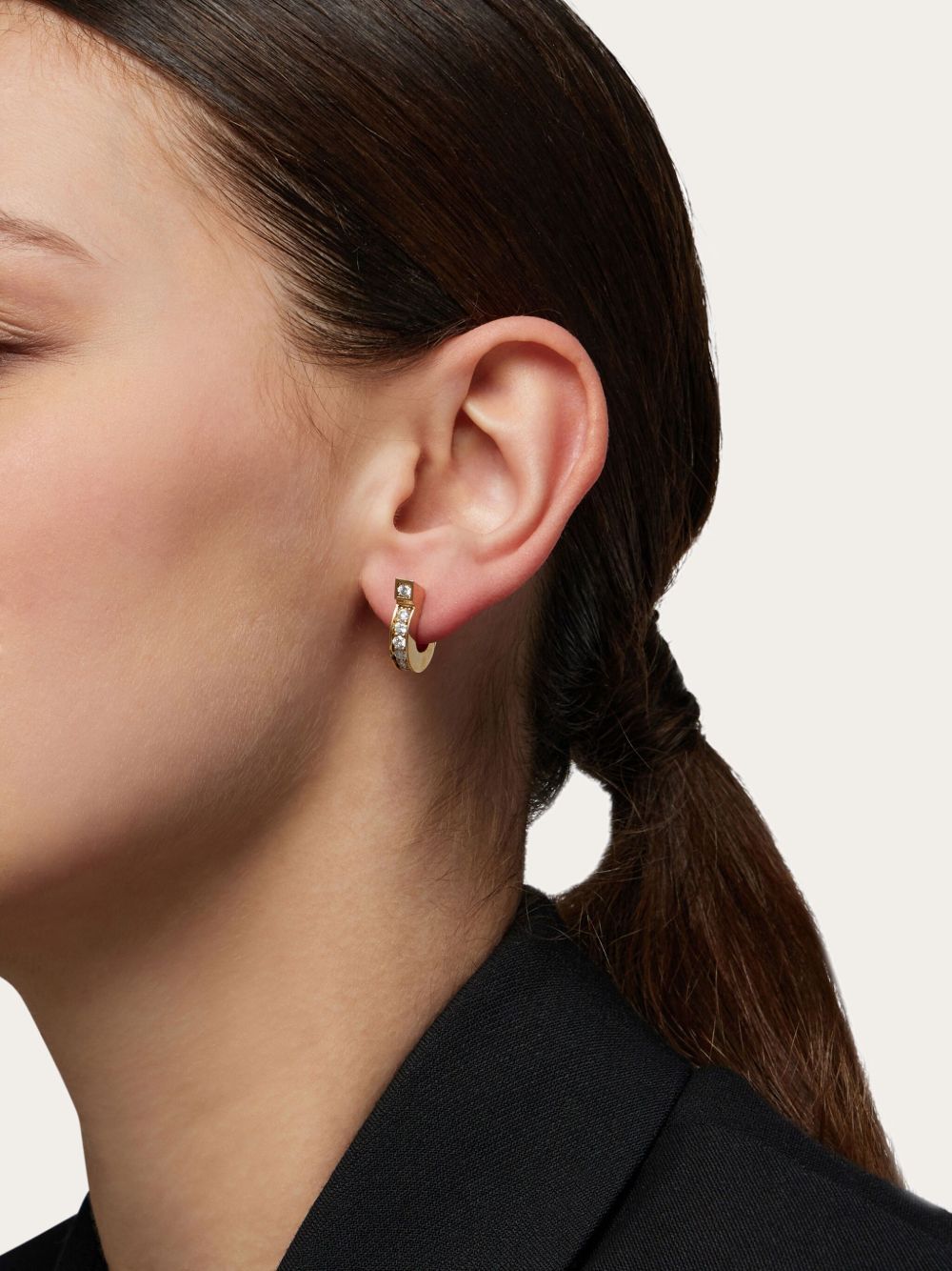 Ferragamo Mini Gold Crystal Hoop Earrings