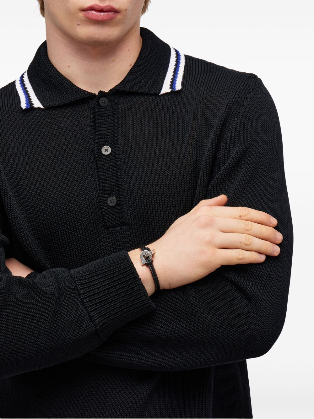 Ferragamo Braided Leather Bracelet with Signature Hardware