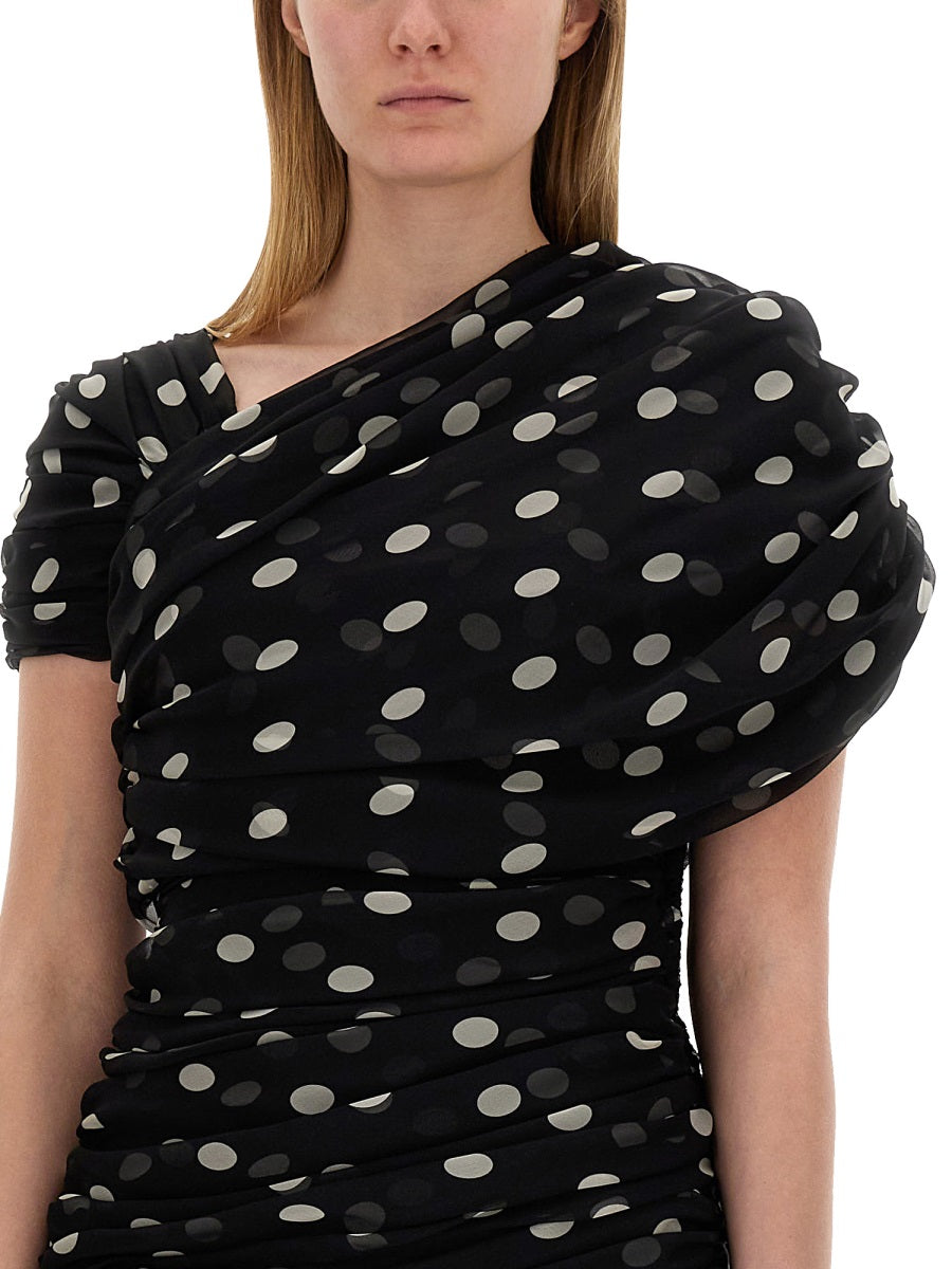 SAINT LAURENT Asymmetrical Gathered Dress Size 38