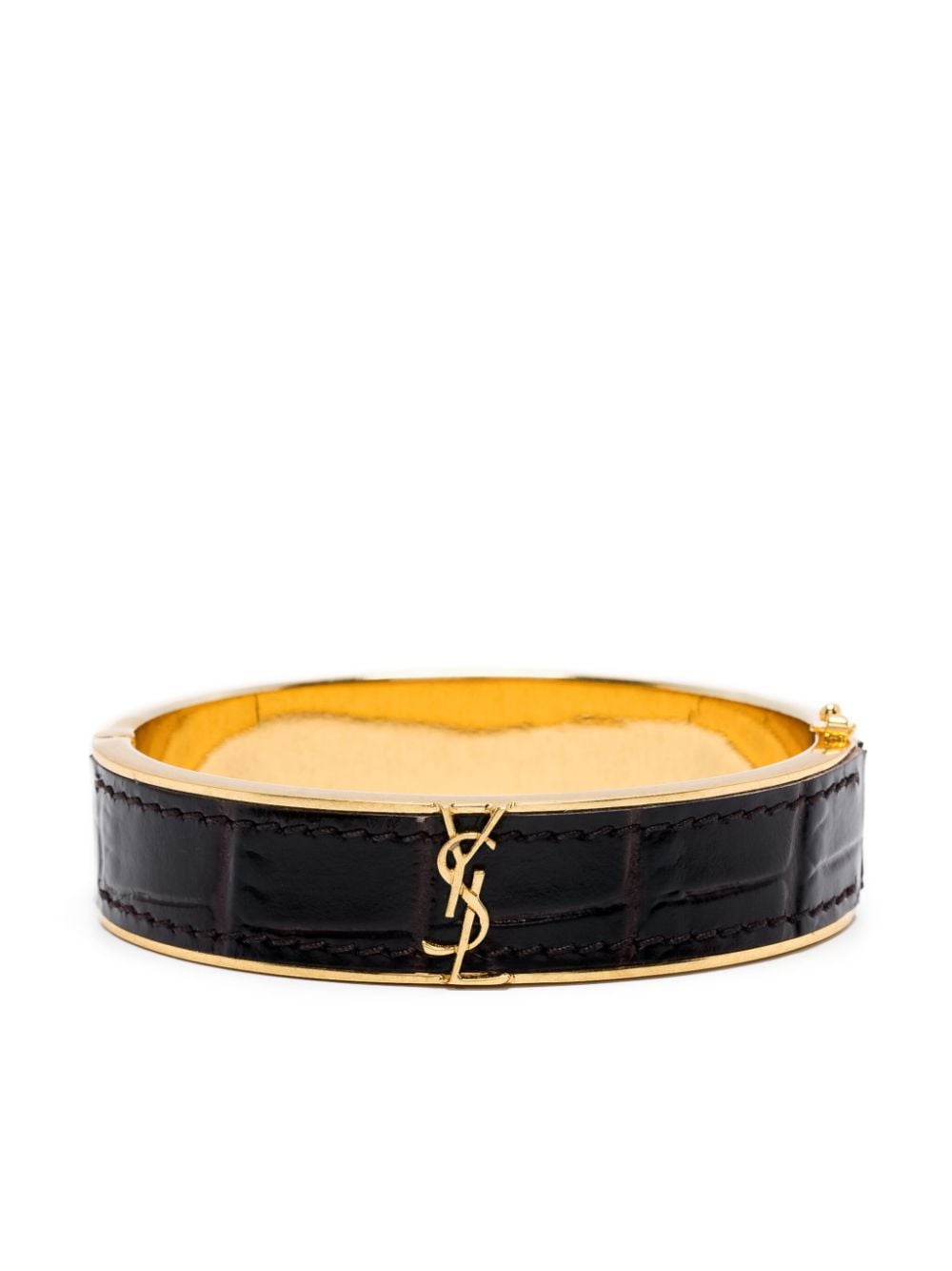 SAINT LAURENT Fondente Mini Leather and Metal Bracelet