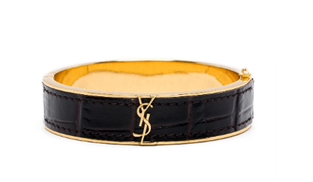 SAINT LAURENT Fondente Mini Leather and Metal Bracelet