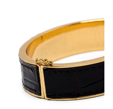 SAINT LAURENT Fondente Mini Leather and Metal Bracelet