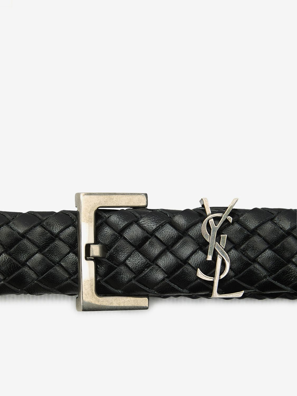 SAINT LAURENT Leather Cassandre Belt for Men