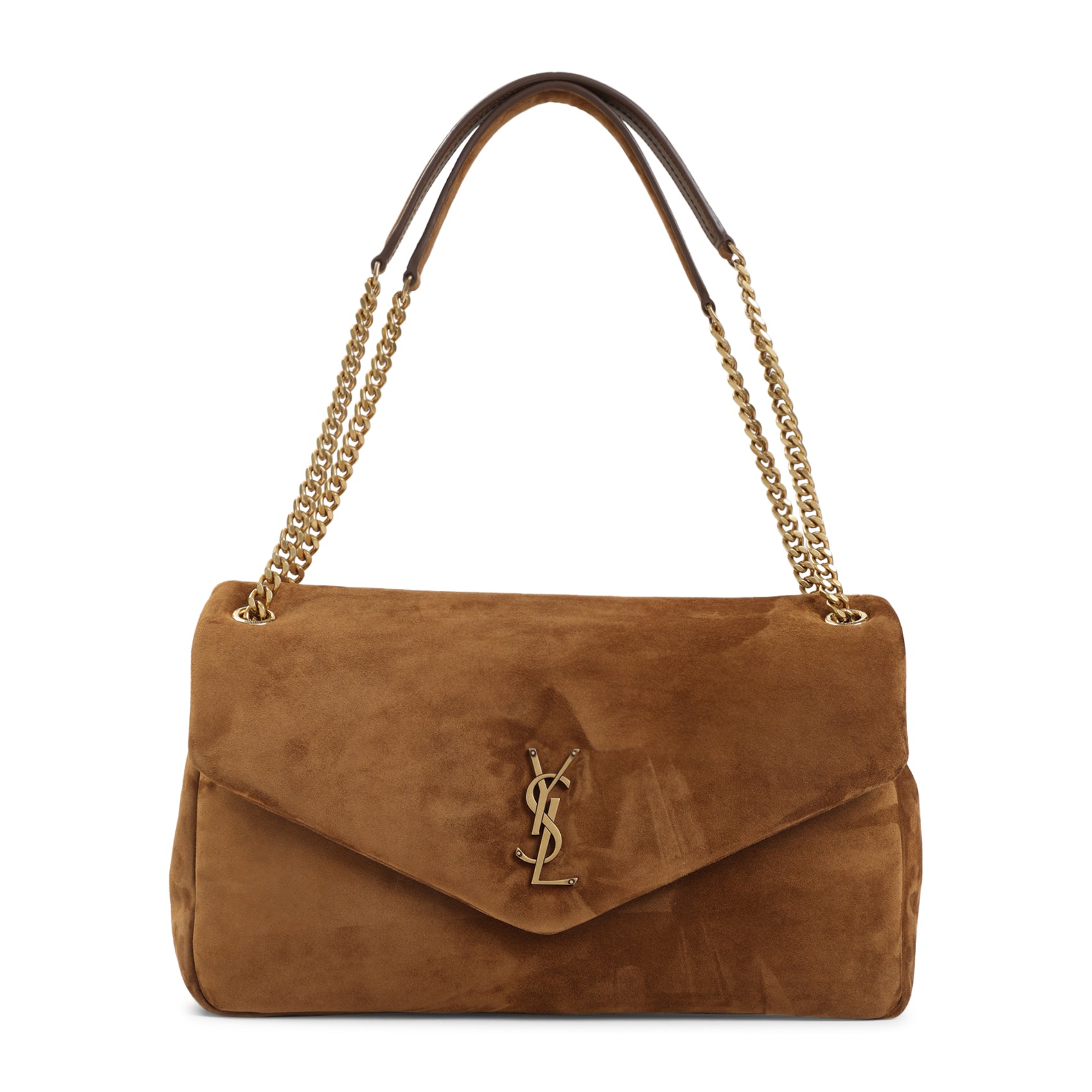 SAINT LAURENT Large Calypso Suede Leather Shoulder Handbag