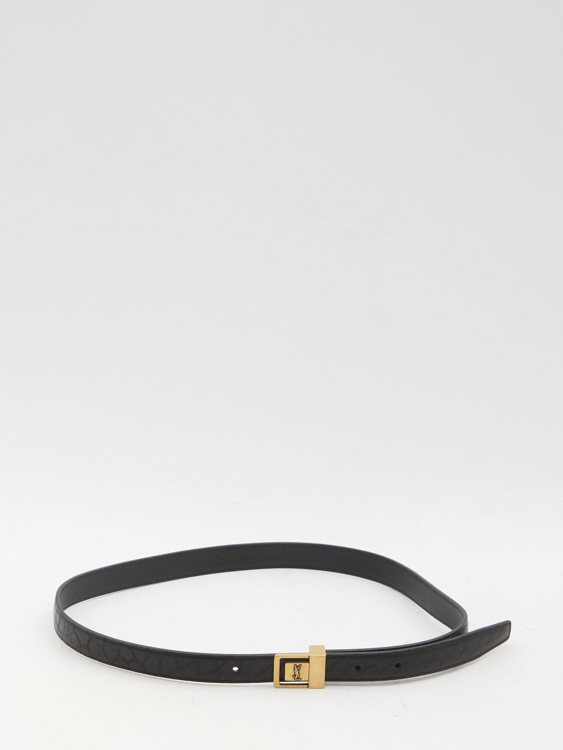 SAINT LAURENT Mini Thin 66 Belt with Square Buckle