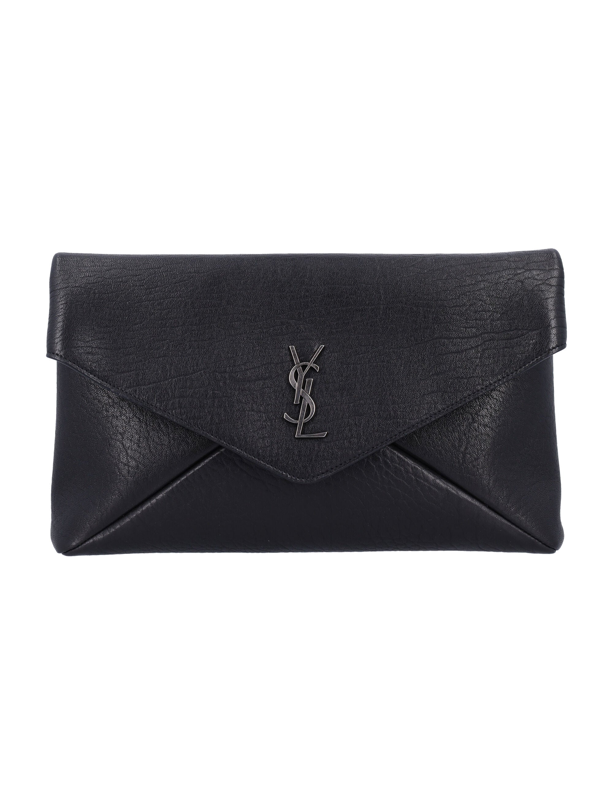 SAINT LAURENT Large Envelope Clutch Handbag with Logo