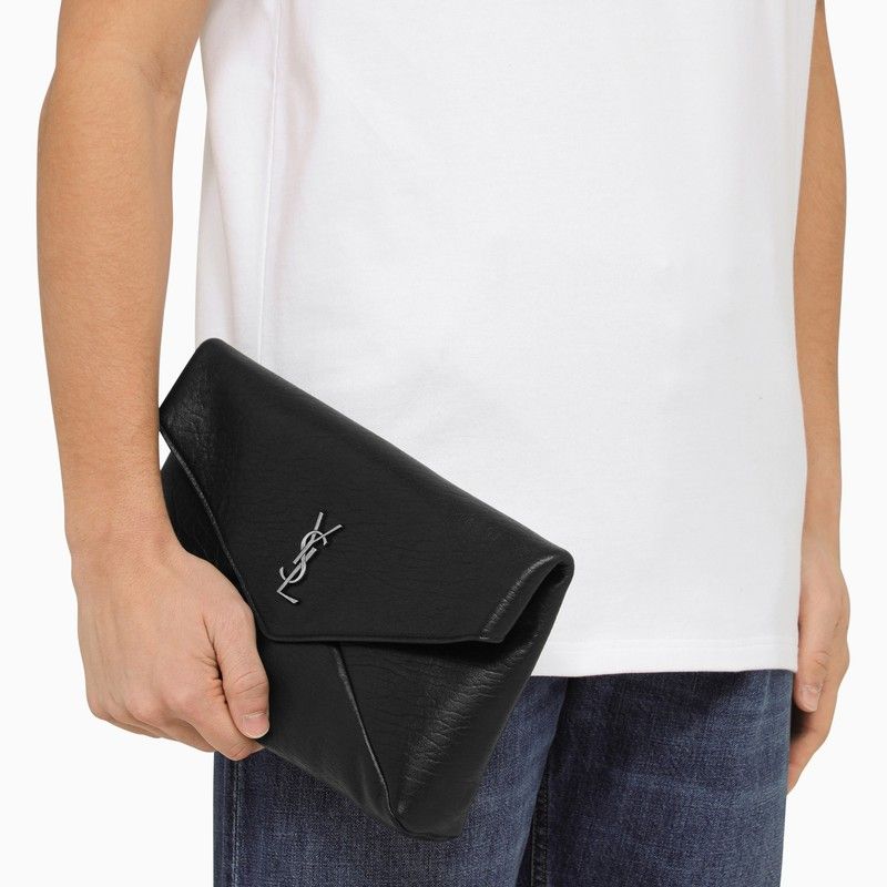 SAINT LAURENT Large Envelope Clutch Handbag with Logo