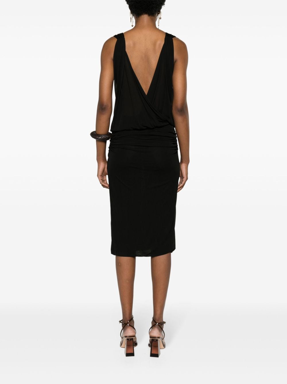 SAINT LAURENT V-Necked Mini Dress with Draped Detailing