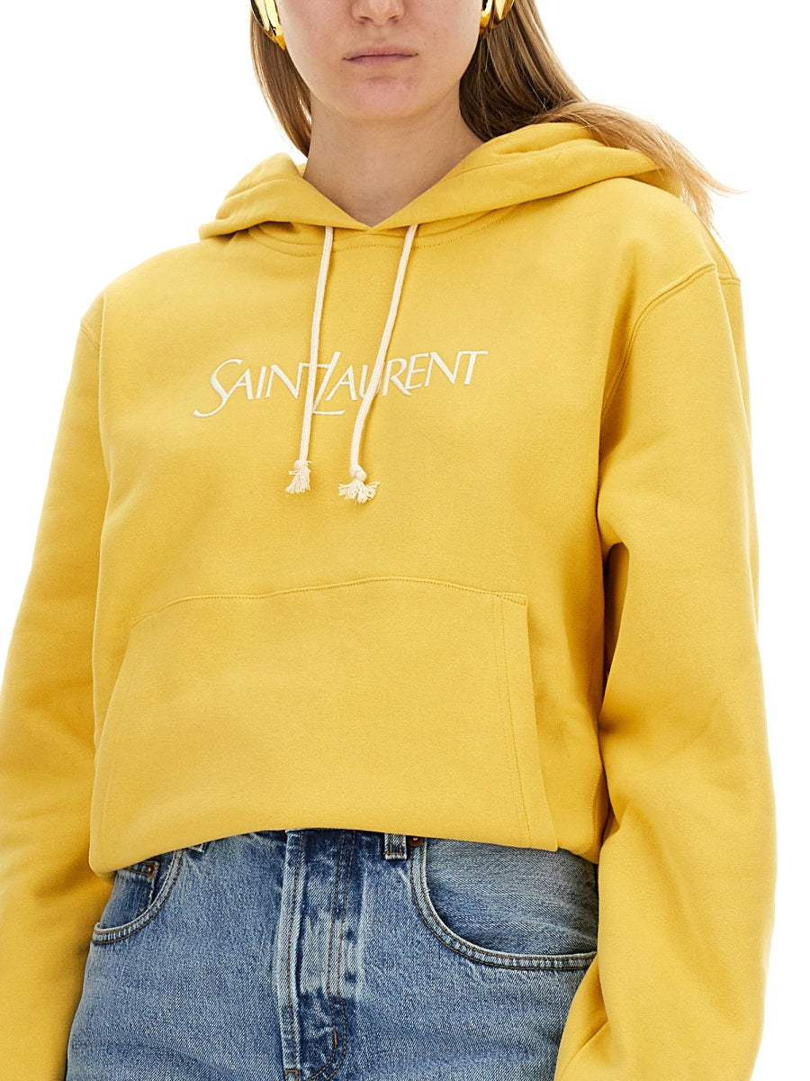 SAINT LAURENT Oversized Logo Sweatshirt - Women's Size S