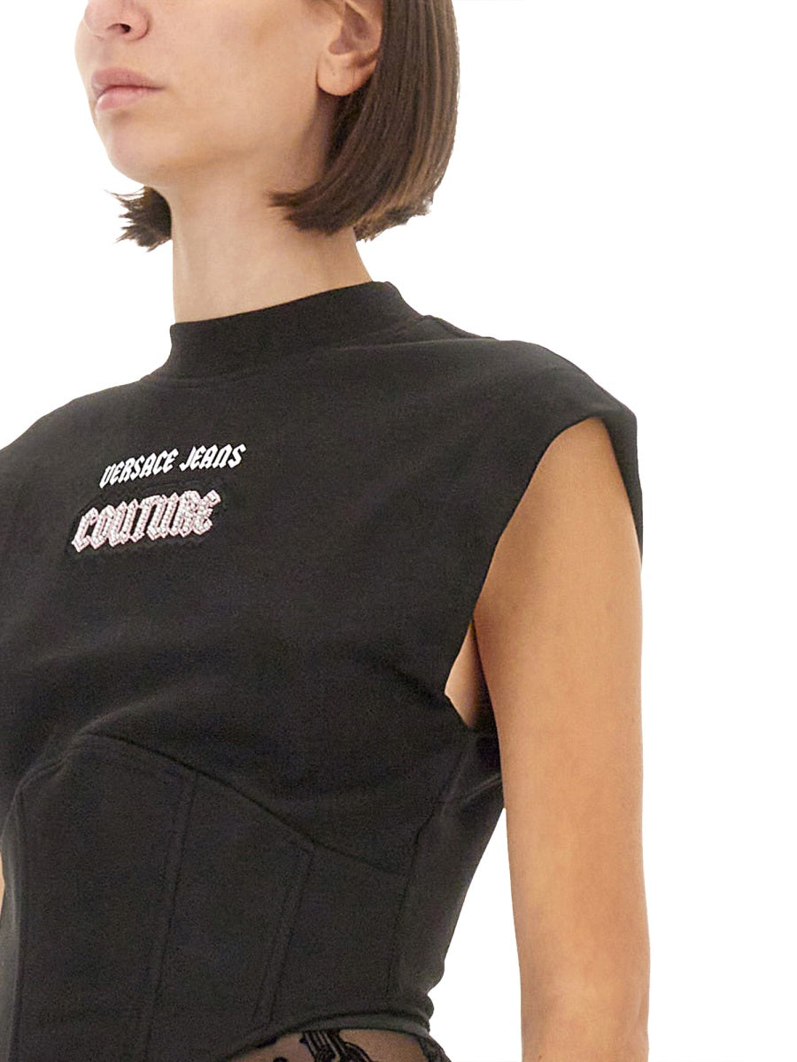 VERSACE JEANS COUTURE Slim Fit Logo Top - Size S