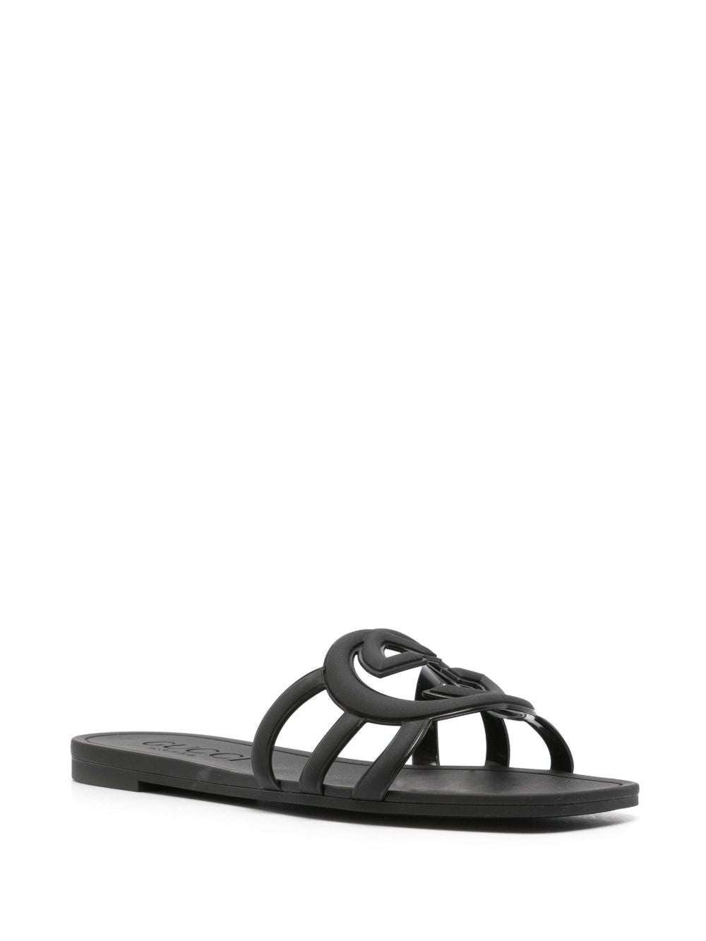 GUCCI Signature Interlocking Slide Sandals with Cut-Out Detail
