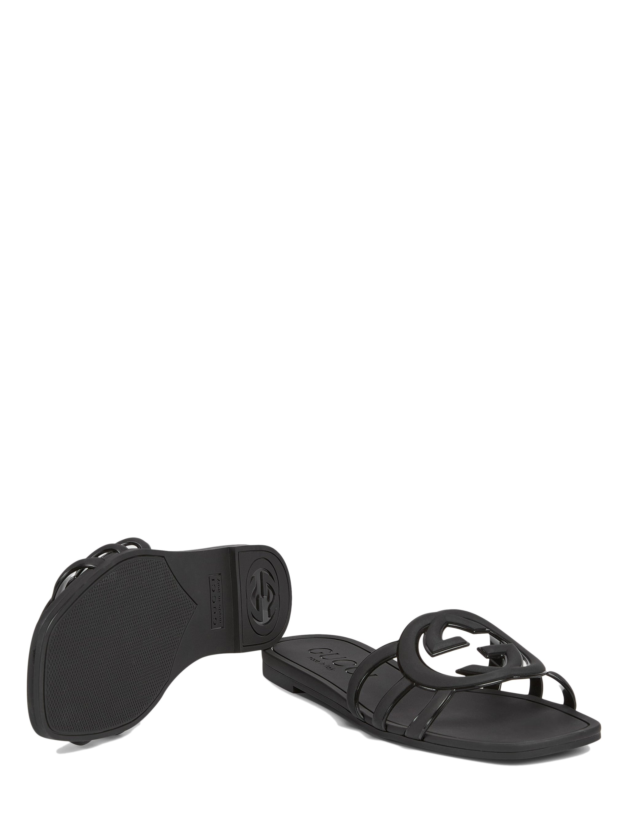 GUCCI Signature Interlocking Slide Sandals with Cut-Out Detail