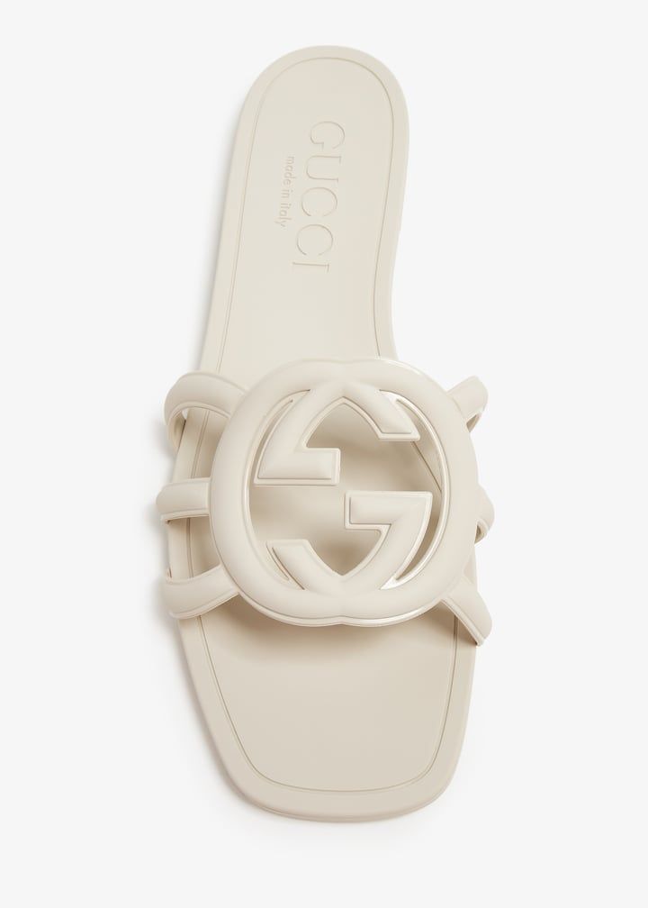 GUCCI Interlocking G Cut-Out Mini Slide Sandal with Rubber Sole