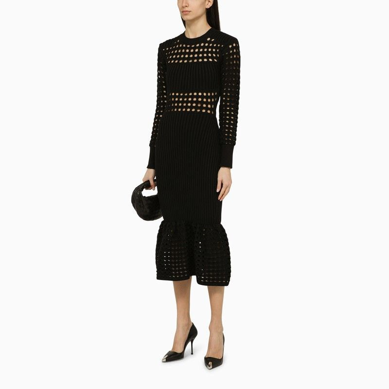 ALEXANDER MCQUEEN Ribbed Knit Midi Dress