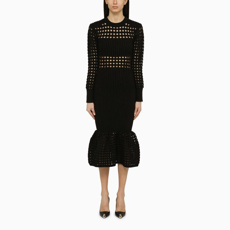 ALEXANDER MCQUEEN Ribbed Knit Midi Dress