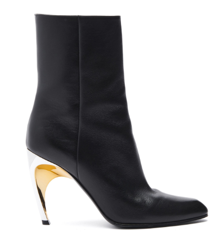 ALEXANDER MCQUEEN Almond Toe Mini Leather Boots