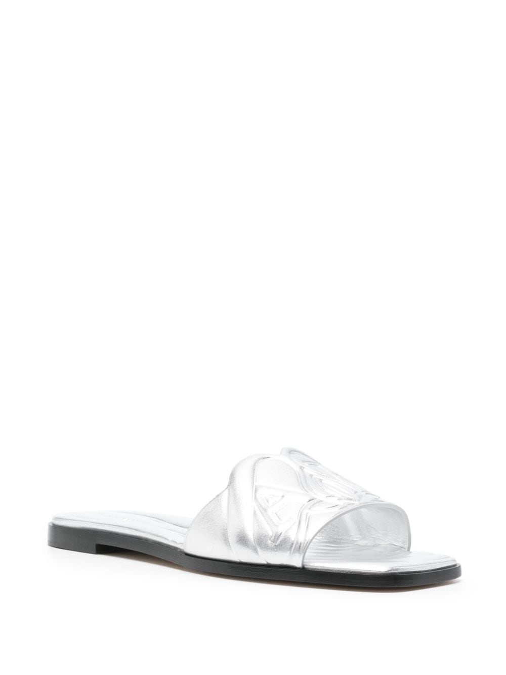ALEXANDER MCQUEEN Square Open Toe Leather Sandals
