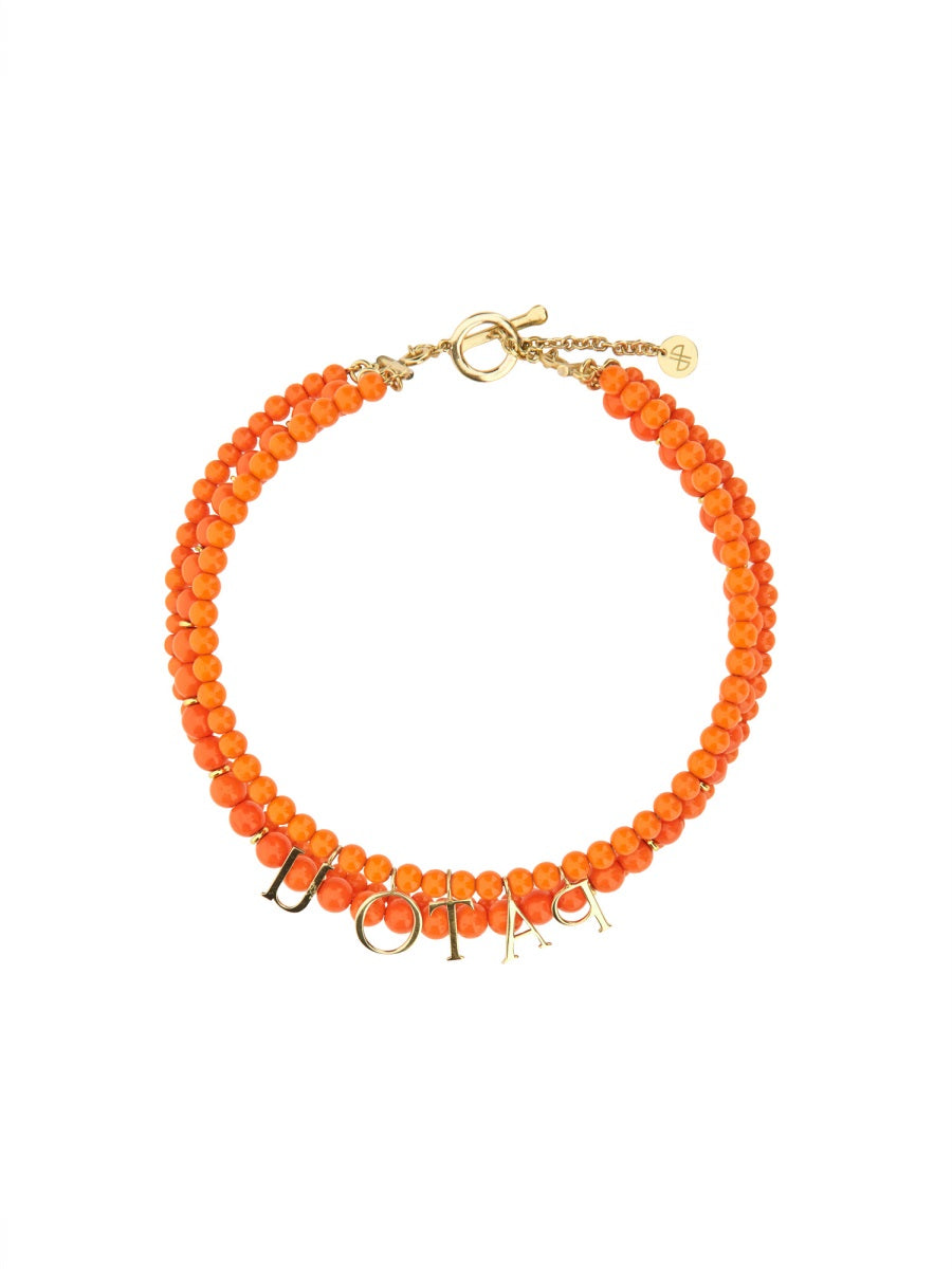 PATOU Multi-Strand Glass and Brass Bead Necklace