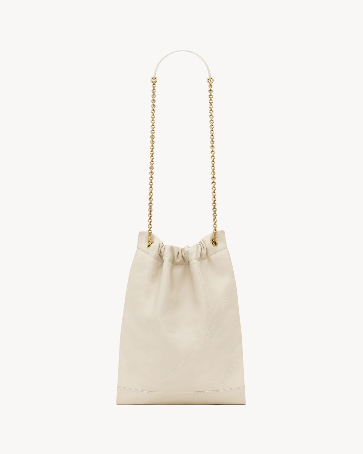SAINT LAURENT Mini Drawstring Handbag with Chain Shoulder Strap