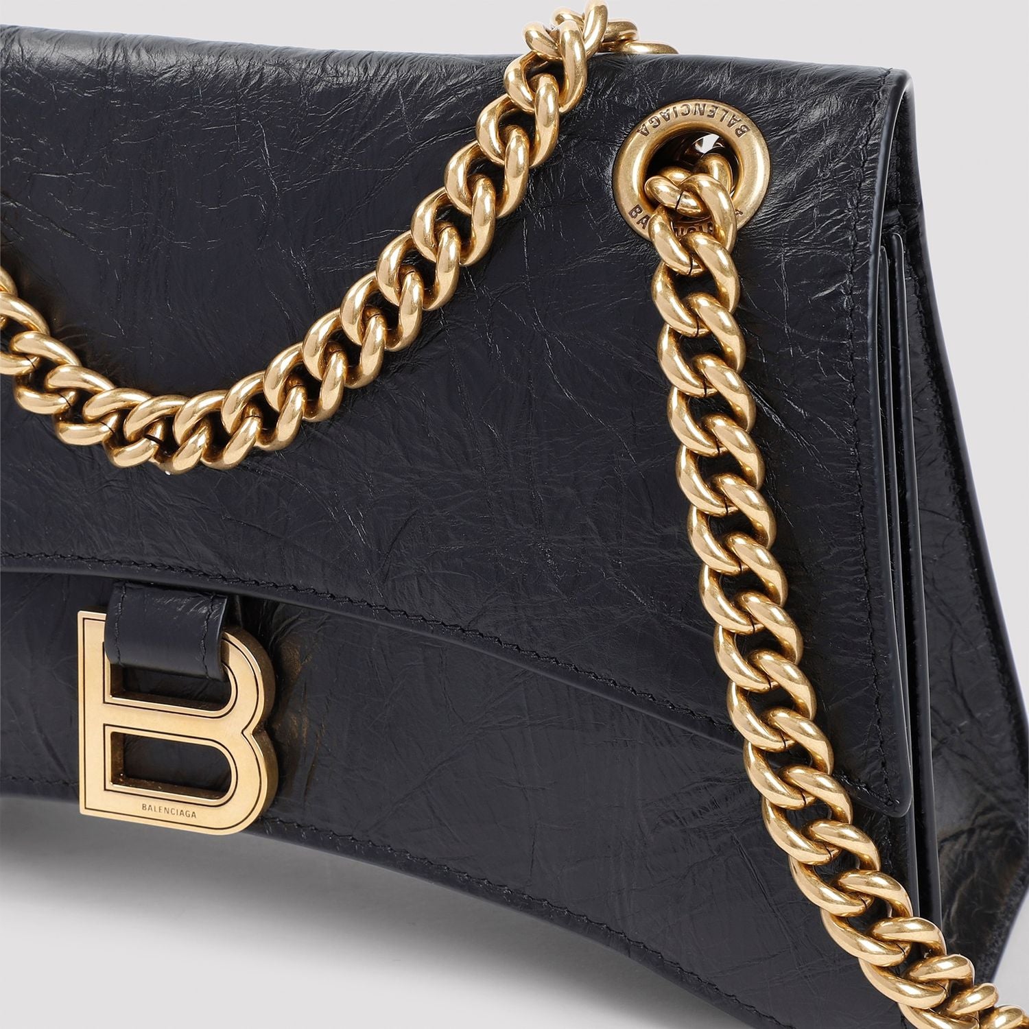 BALENCIAGA Mini Leather Crush Shoulder Handbag