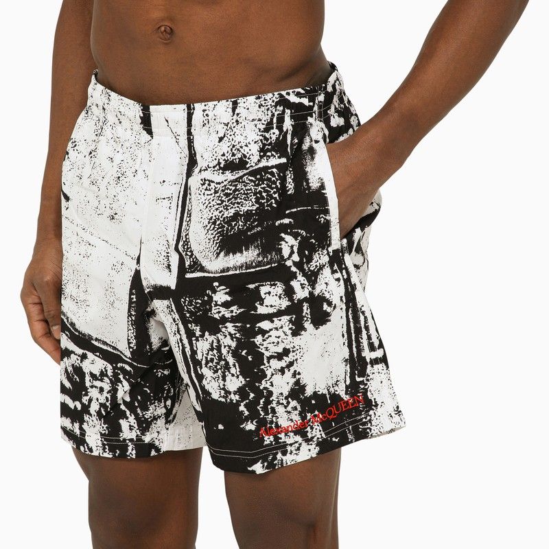 ALEXANDER MCQUEEN Abstract Print Swim Shorts with Logo