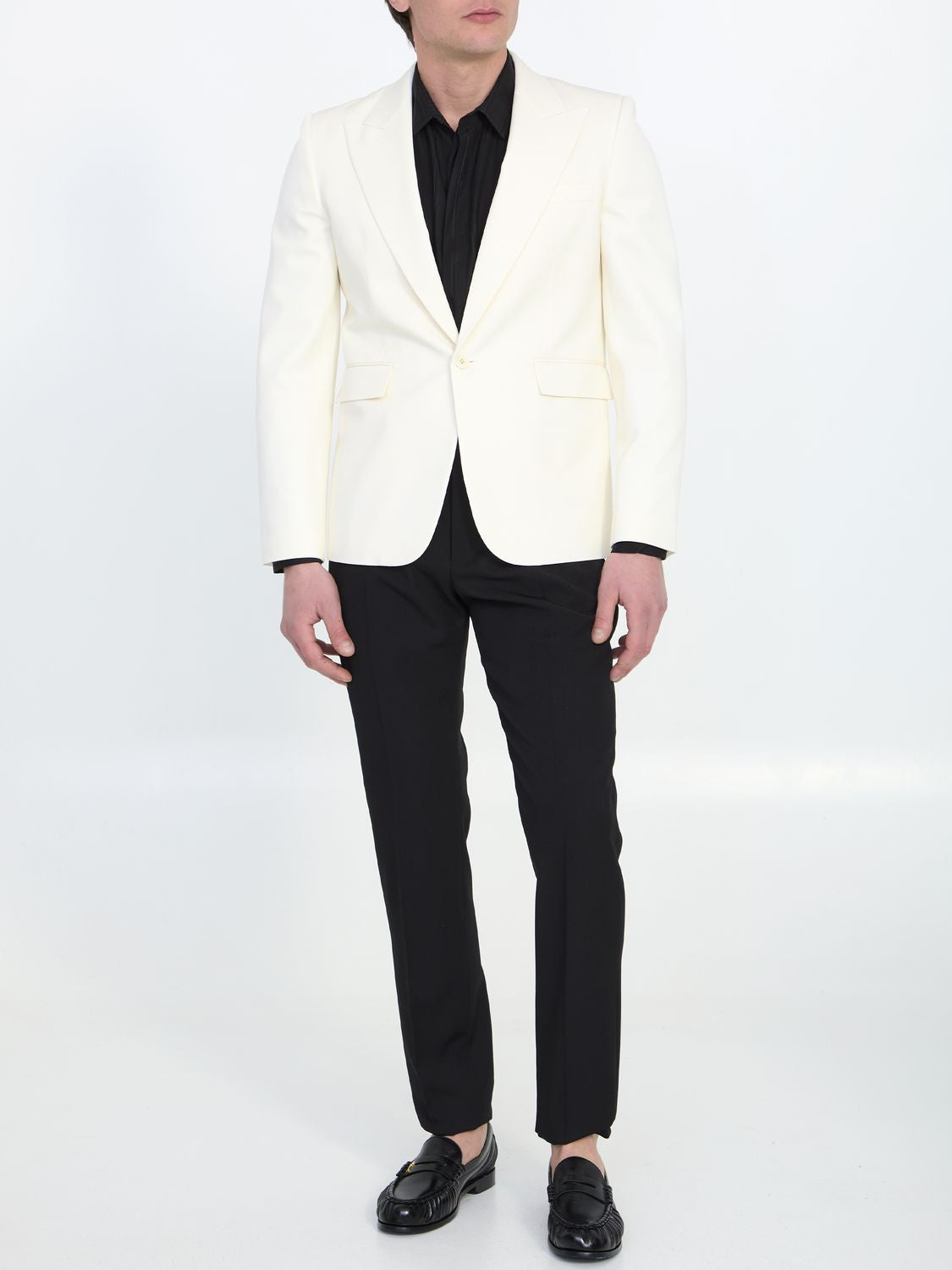 SAINT LAURENT Men's Wool Gabardine Single-Breasted Jacket - Size 48