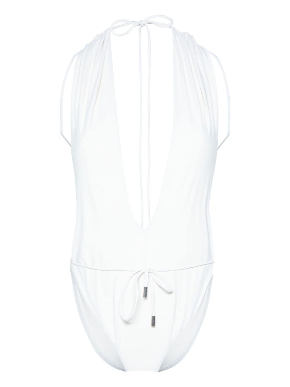 SAINT LAURENT Plunge Cut-Out Mini Sweater with Adjustable Straps