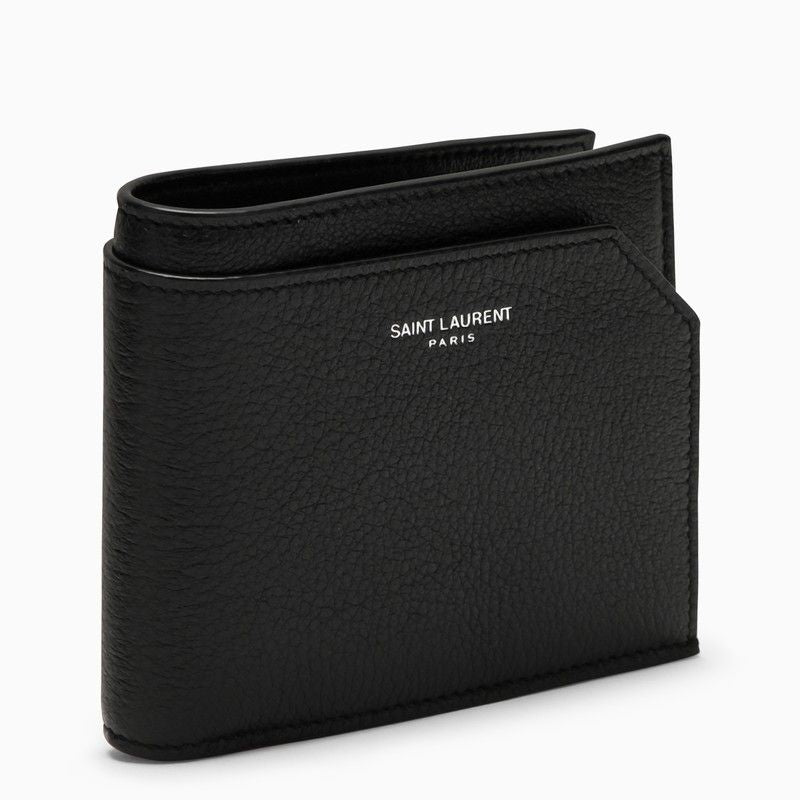 SAINT LAURENT Grained Leather East/West Wallet with Coin Purse