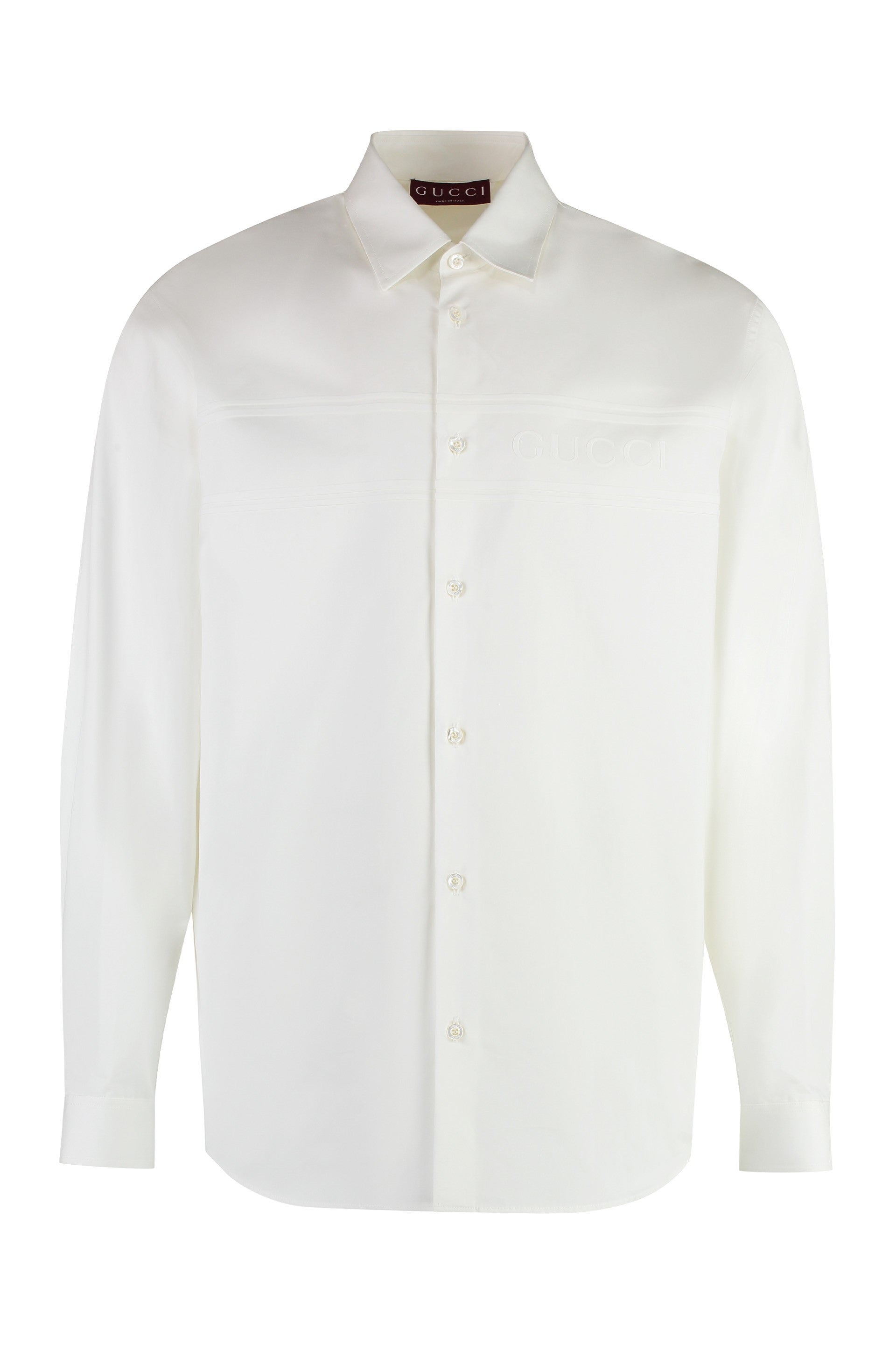GUCCI Cotton Shirt with Embossed Logo - Men’s Standard Fit