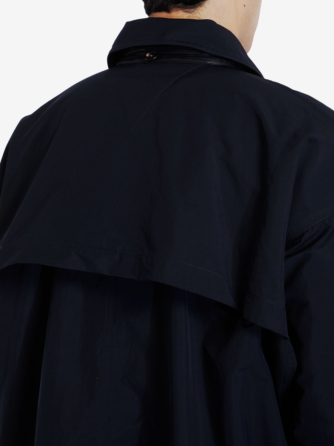BOTTEGA VENETA Navy Blue Nylon Blend Trench Jacket for Men - FW24 Collection