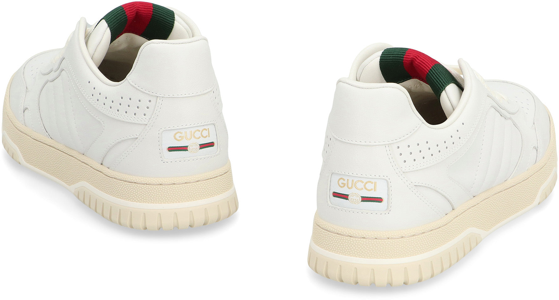 GUCCI Round Toe Low Top Sneakers with Web Ribbon
