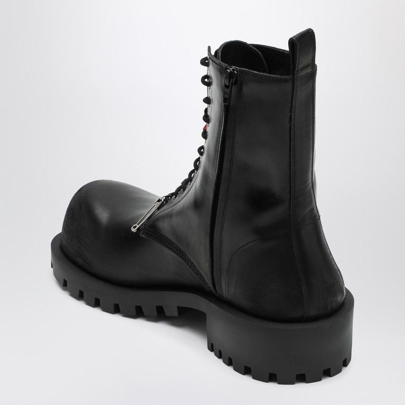 BALENCIAGA Leather Hummer Lace-Up Booties for Men