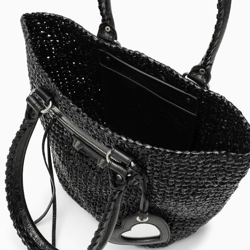BALENCIAGA Mini Shoulder Handbag with Raffia Effect