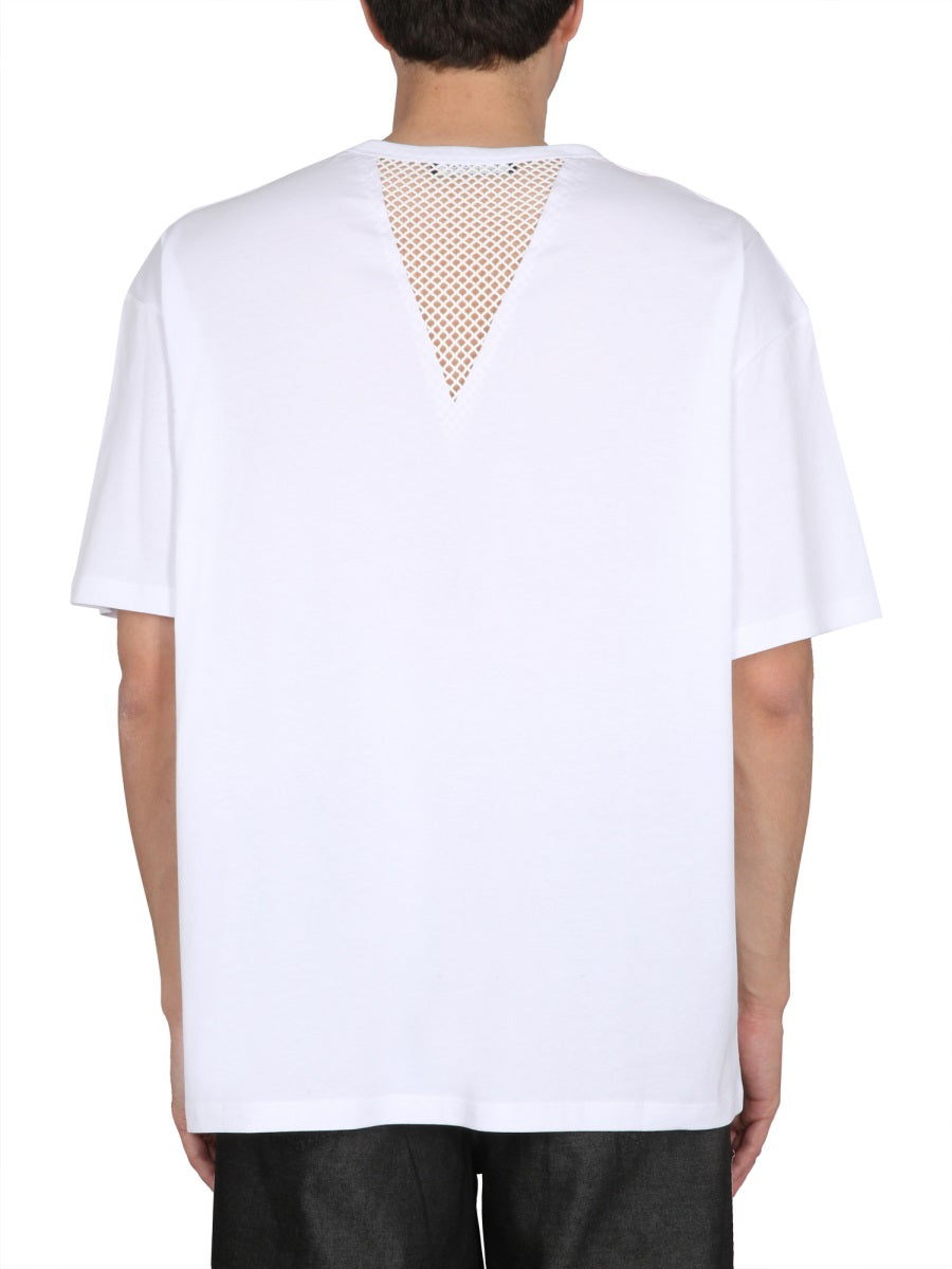 RAF SIMONS Stylish T-Shirt with Logo and Mesh Insert