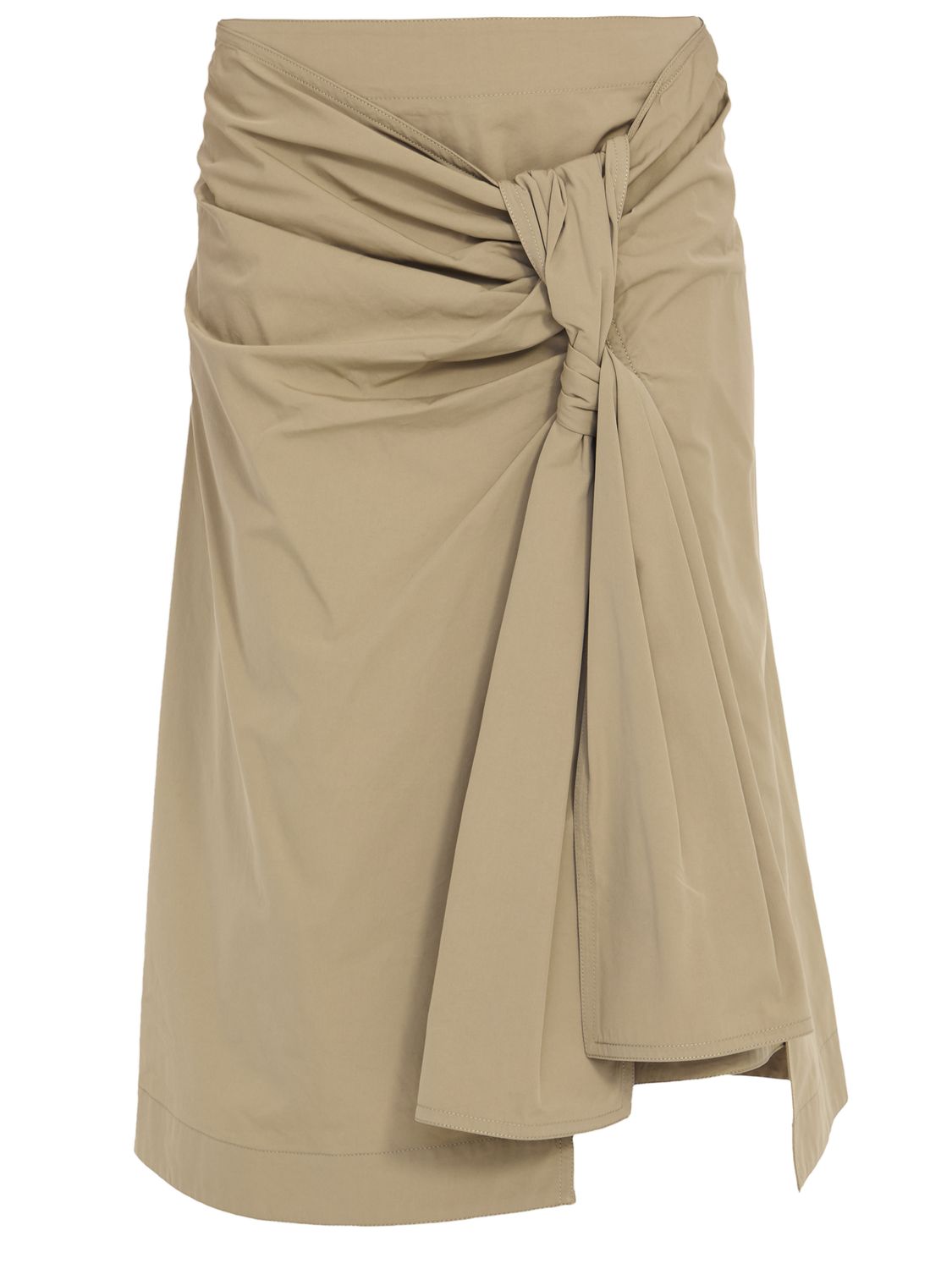 BOTTEGA VENETA Chic Cotton Midi Skirt with Front Knot Detail