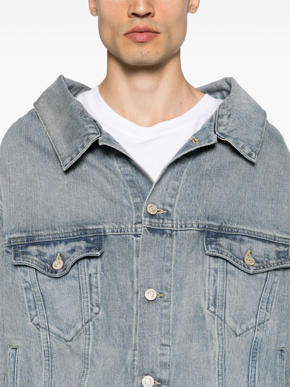 BALENCIAGA Off Shoulder Denim Jacket