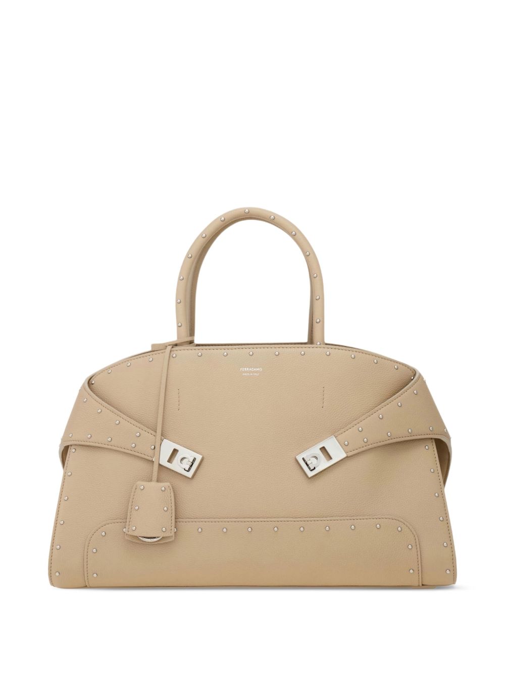 Ferragamo Studded Leather Handbag with Top Handles