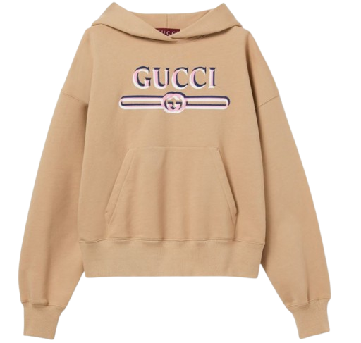 GUCCI Hooded Sweatshirt with Signature Print in Size S