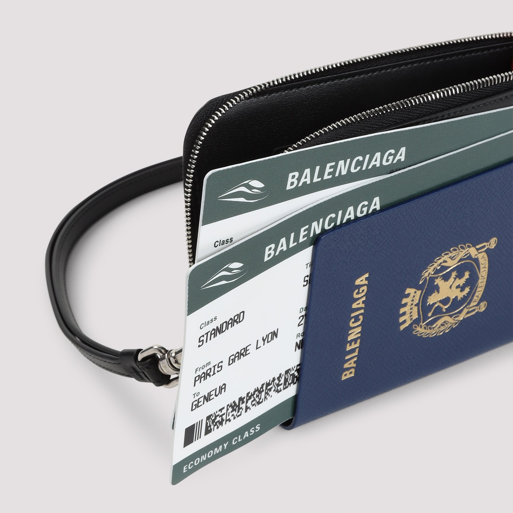 BALENCIAGA Mini Semi Matte Leather Passport Phone Holder