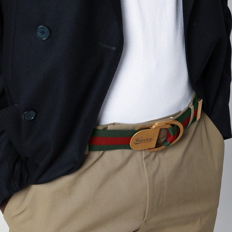 GUCCI Luxury Belt with Iconic Web Motif and Logo Buckle