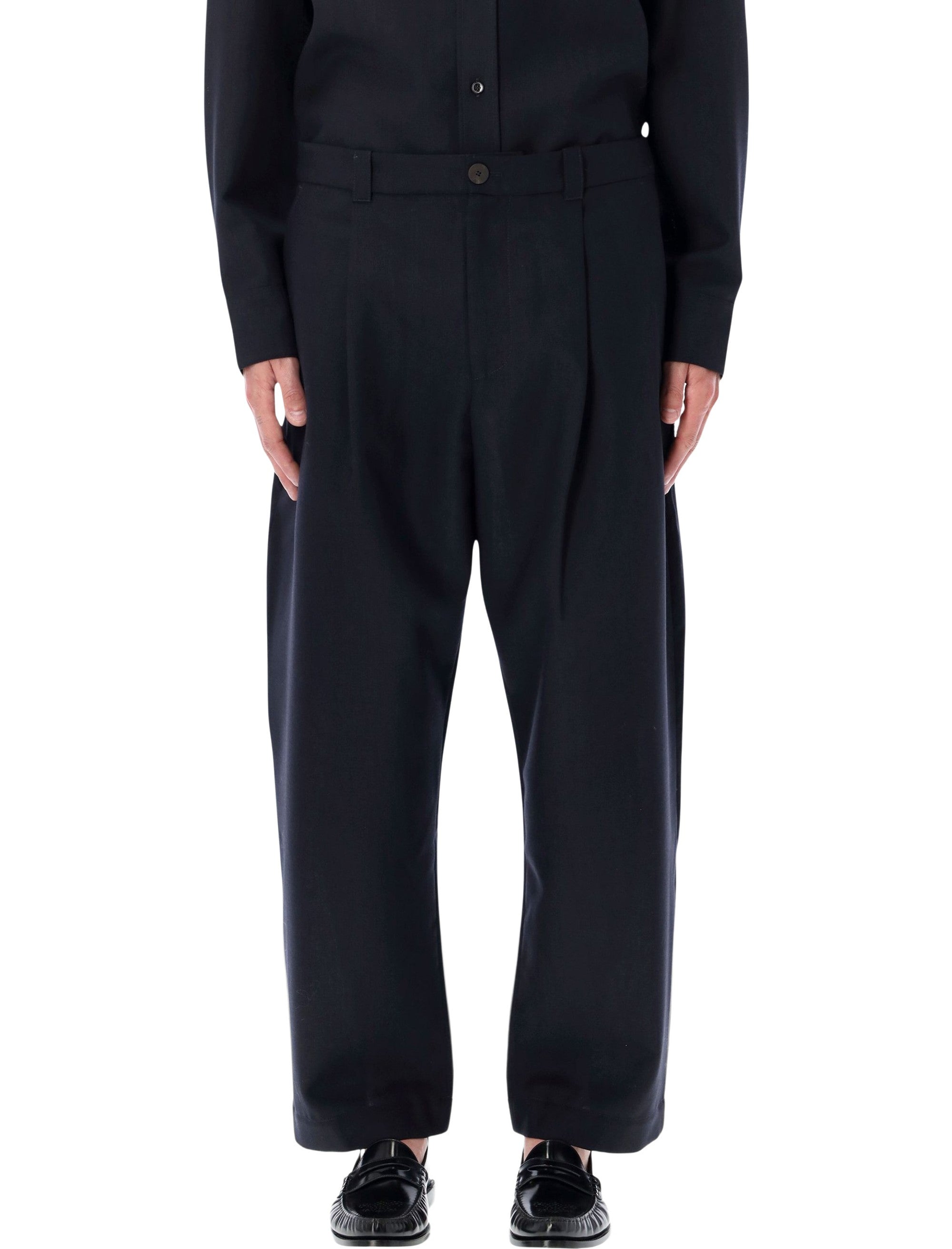 STUDIO NICHOLSON Cropped Wool Tuck Trousers - Size L
