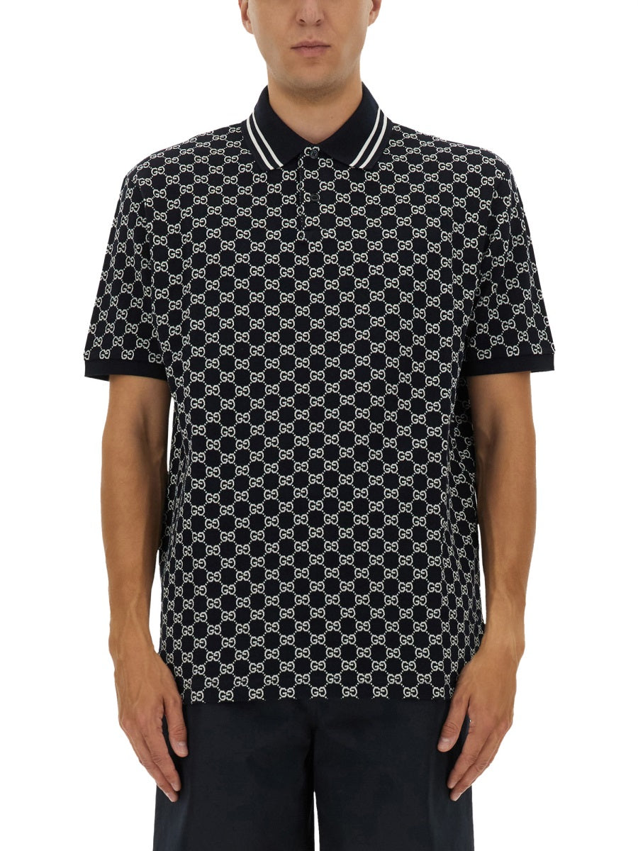 GUCCI Classic Jacquard Polo Shirt - Size L