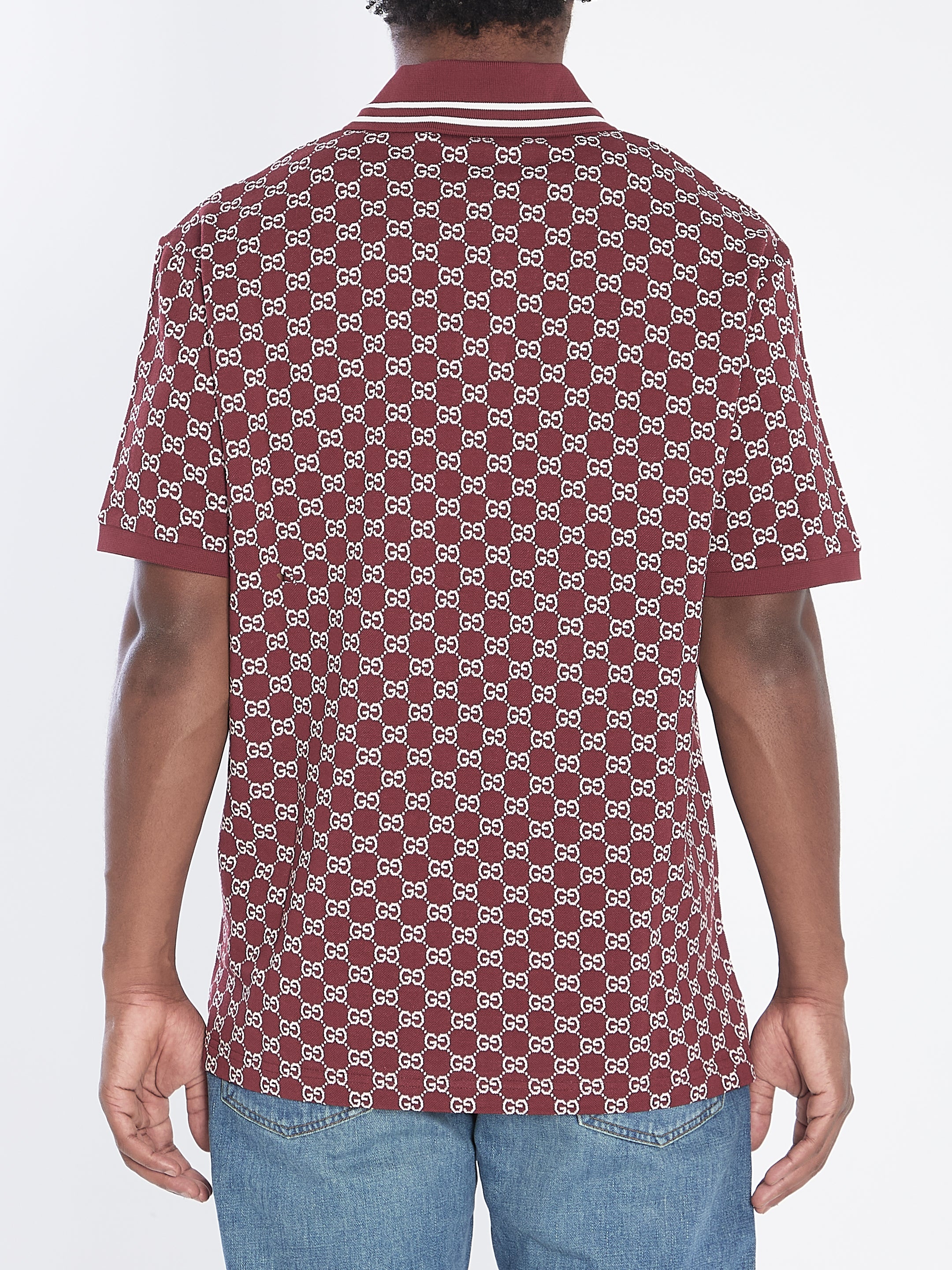 GUCCI Cotton Polo Shirt with Jacquard Pattern for Men