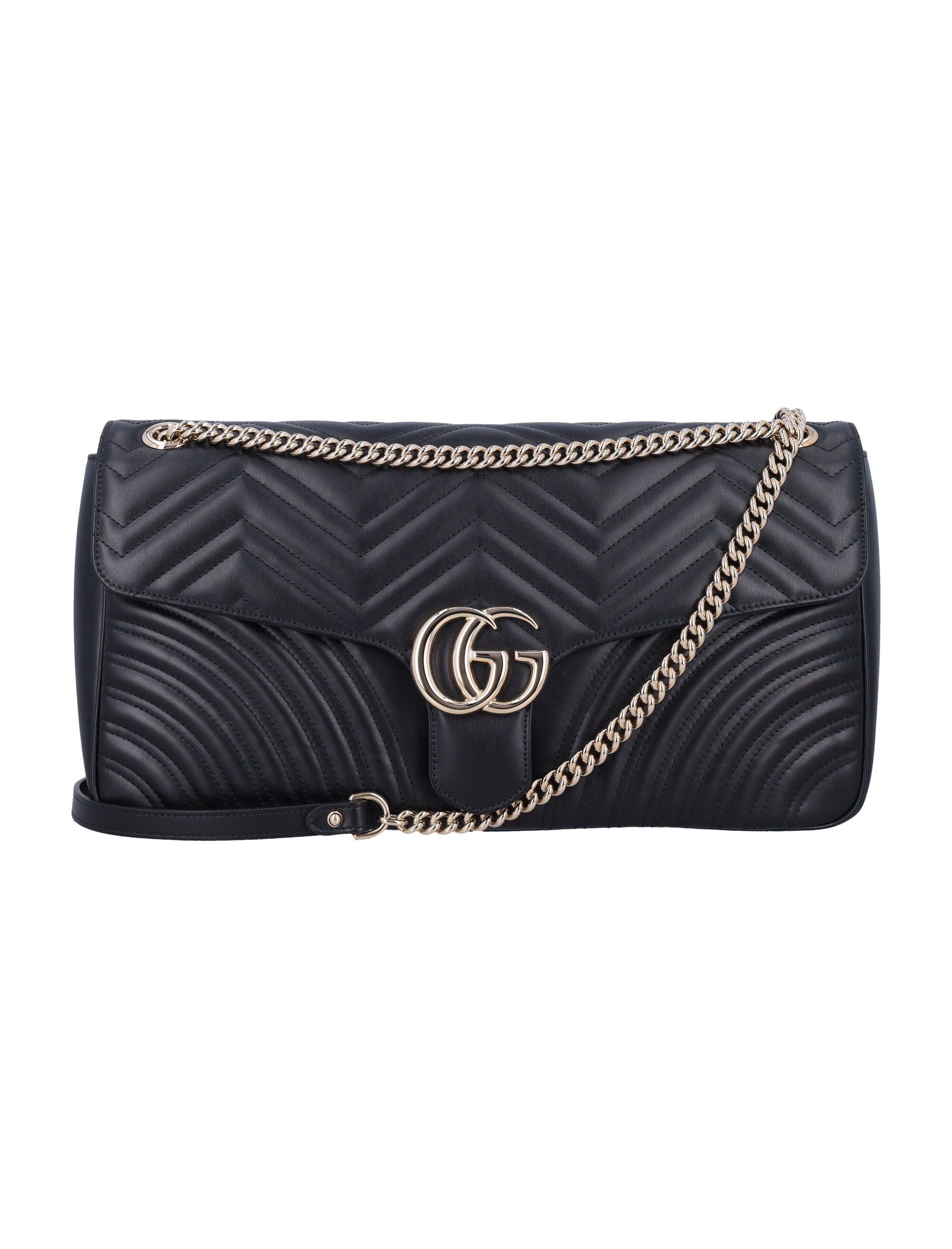 GUCCI Large Chevron Lambskin Shoulder Handbag
