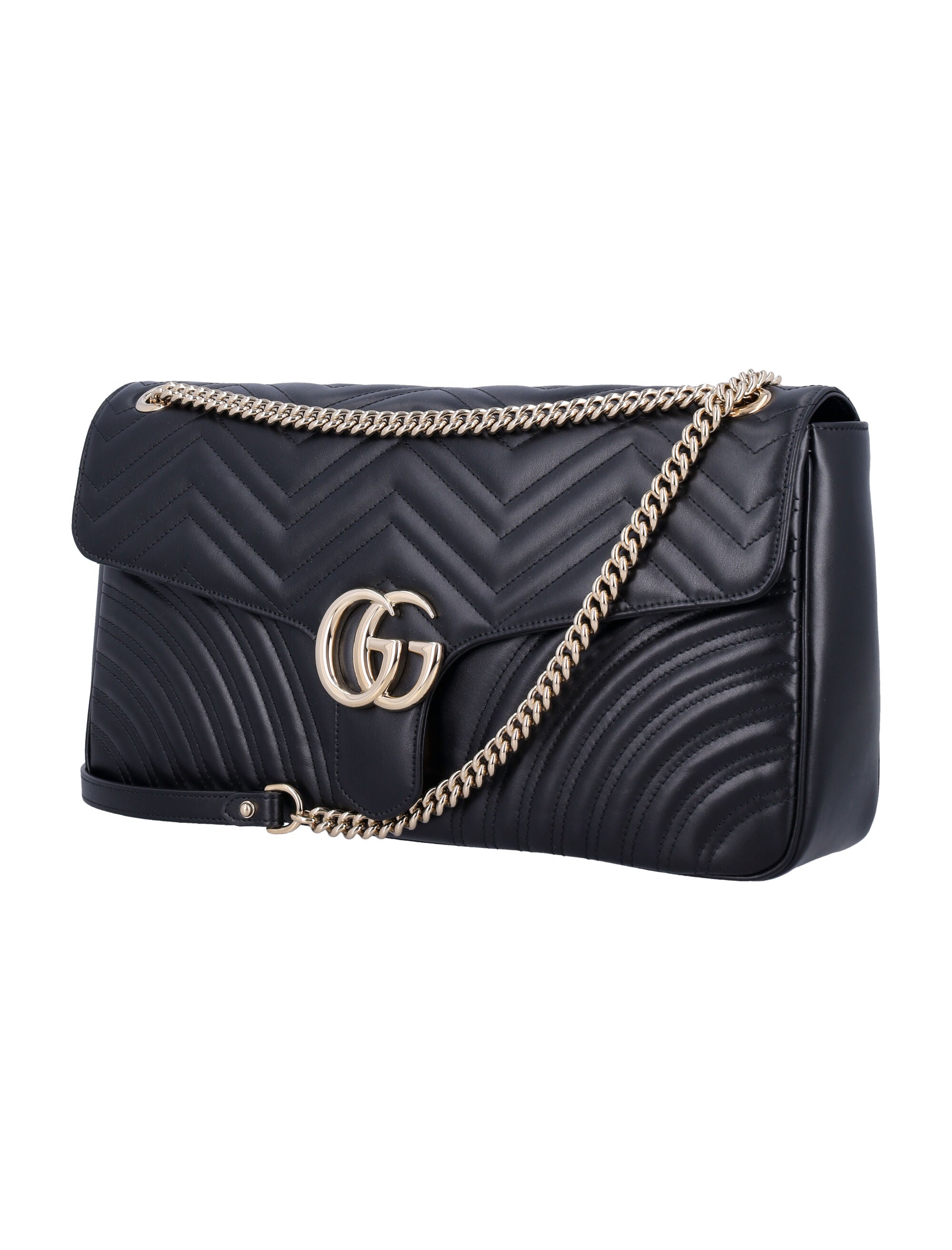 GUCCI Large Chevron Lambskin Shoulder Handbag