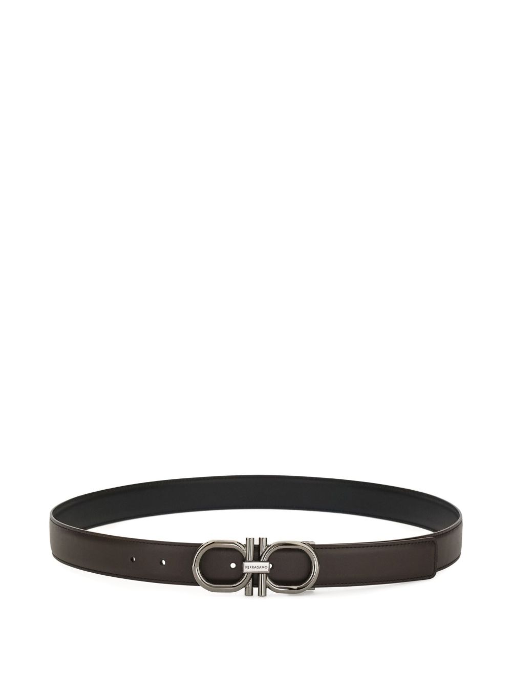 Ferragamo Men's Leather Belt with Gancini Hook Buckle
